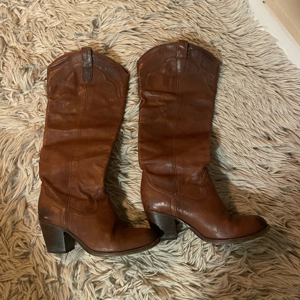 Frye Brown Heeled Boots Leather Classic
